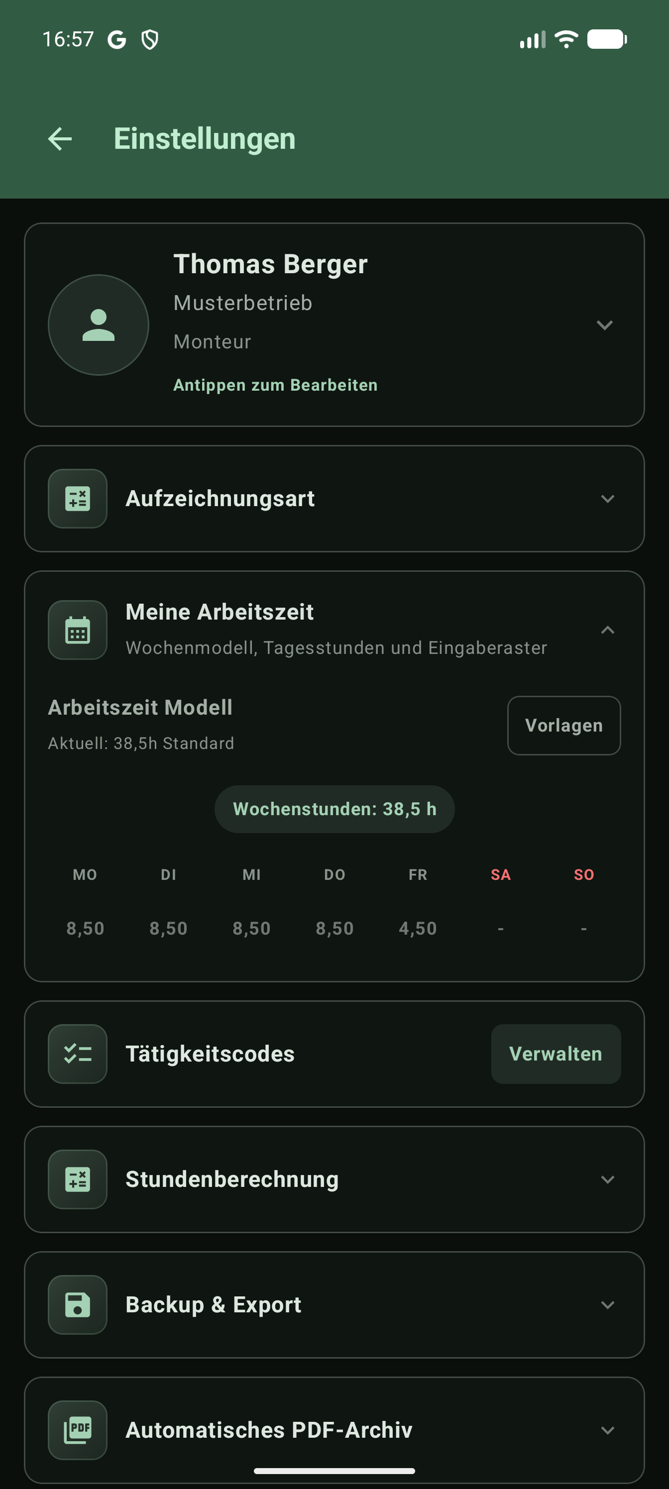 Arbeitszeitmodell